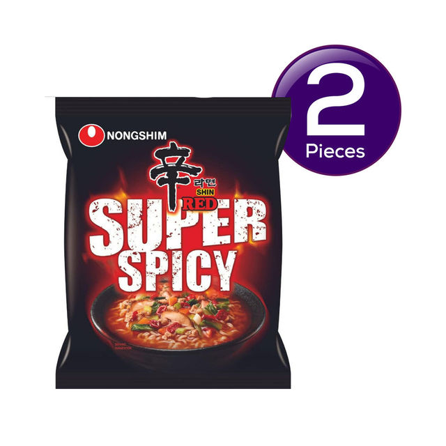 Korean Nongshim Shin Red Super Spicy Veg 120 g Combo