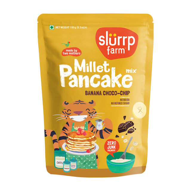 Slurrp Farm Millet Eggless Pancake Mix With Banana Choco Chip | No Maida | Healthy Breakfast 150 g Combo