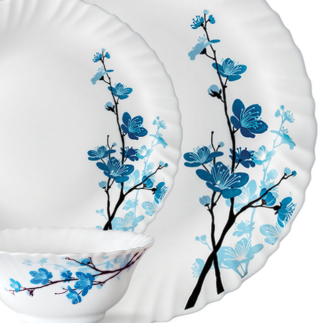 Larah By Borosil Mimosa 12Pc Dinner Set Opalware Crockery For Dining & Gifting - White