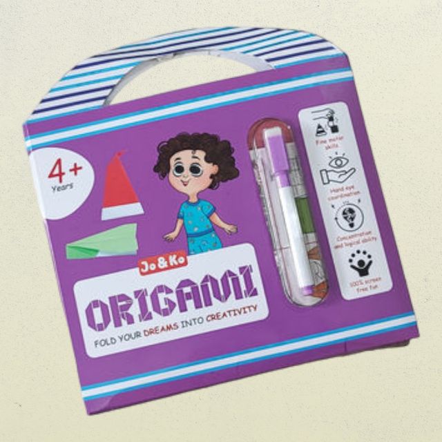 JoGenii Origami Kit - 100 Sheets With Instruction Booklet And Marker | Travel Friendly