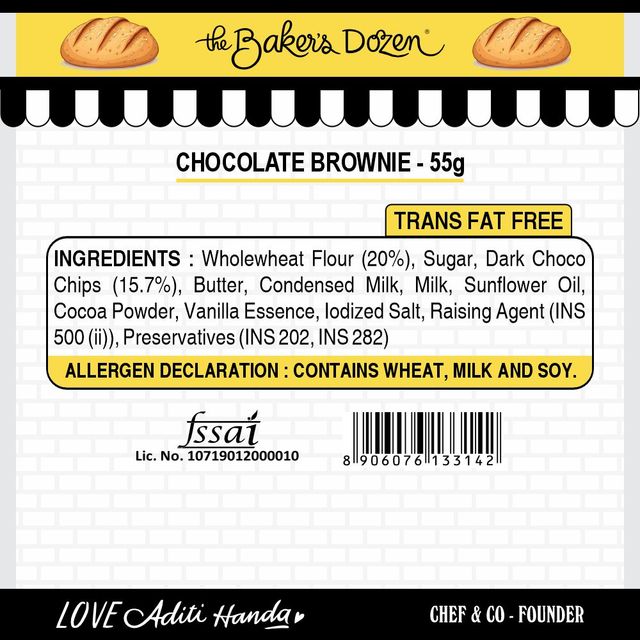 the Baker's Dozen Zero Maida Chocolate Brownie