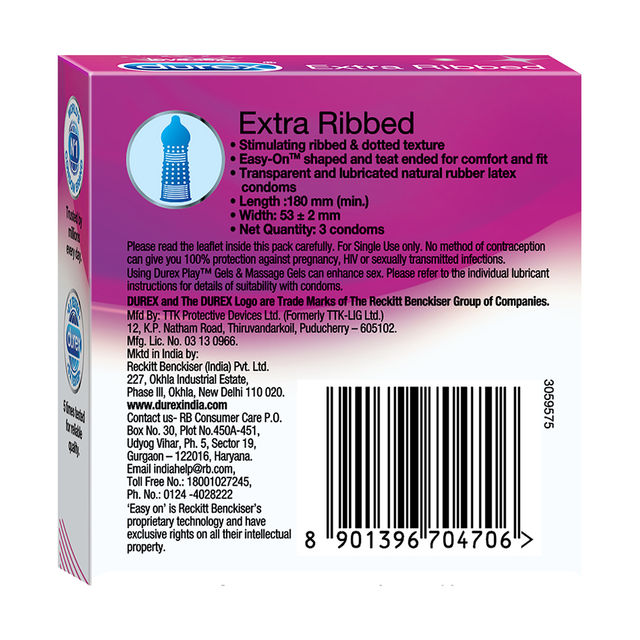 Durex Extra Ribbed Condom 