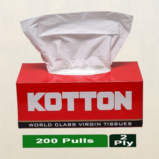 Kotton Facial Tissues Box - 2 Ply - 100% Virgin Pulp/Paper Box 200 pc  X 4 Combo