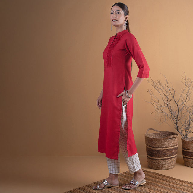 Libas Women Maroon Solid Straight Kurta - 4339XL