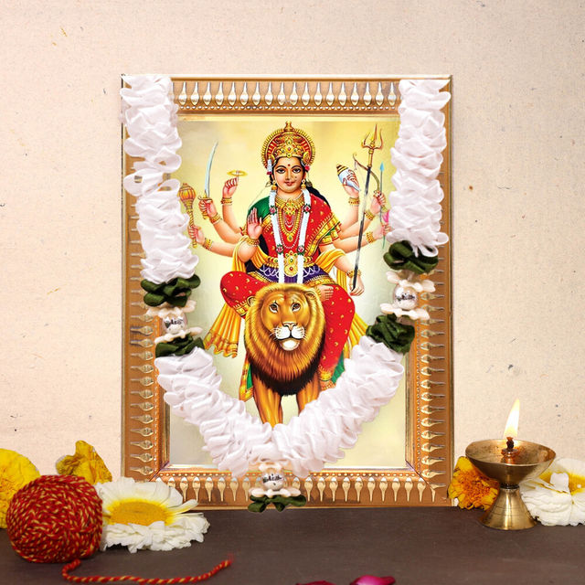 Mayyur Pooja Mala - White | 8 Inch