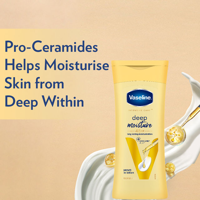 Vaseline Deep Moisture Body Lotion | For Dry Skin | Moisturised Glowing Skin | With Pro Ceramides