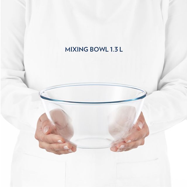 Borosil 1.3 L Mixing & Serving Bowls With Lid, Borosilicate Glass Bowl, Oven & Microwave Safe Bowl