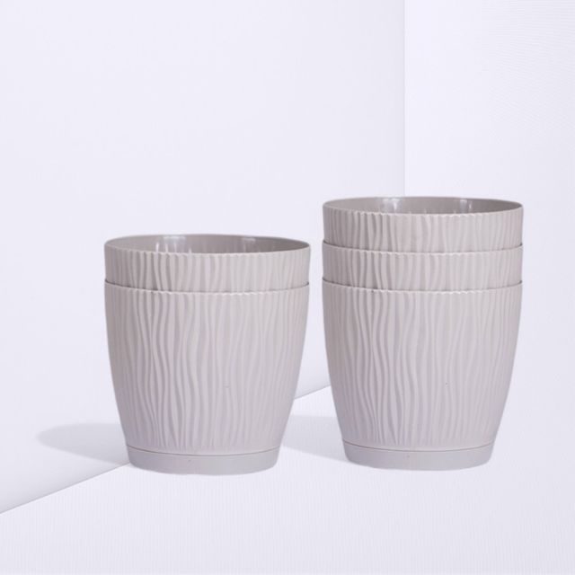 Nurturing Green - Mocha Self Watering Pots | Set of 5 | 14cm x 12.5cm | Flower Pots for Plants