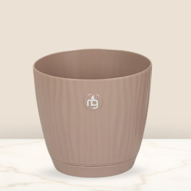 Nurturing Green - Self Watering Pot | Set of 1 | Mocha | Size: 9.5cm x 8.5cm | Plastic Flower Pots