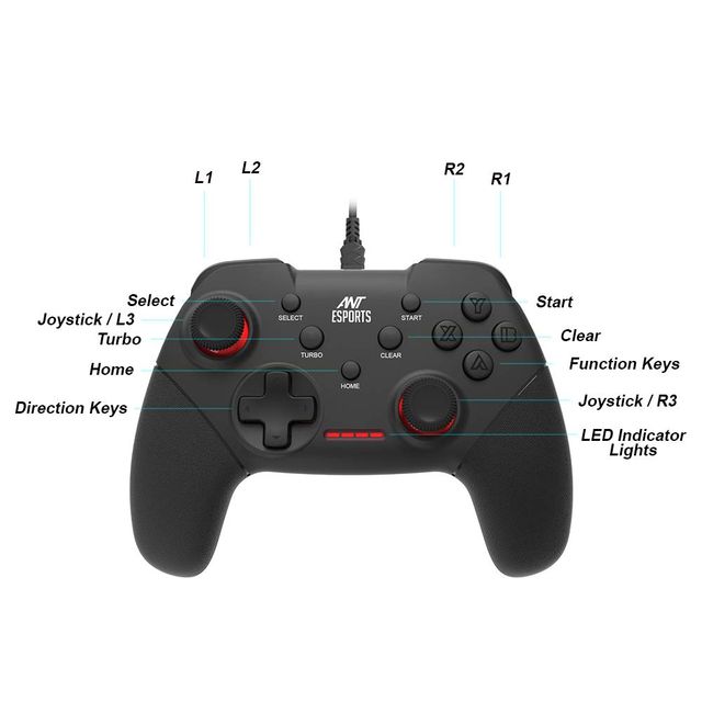 Ant Esports GP100 Wired Gamepad (PC/PS3/Andriod, Black) - 1 Unit