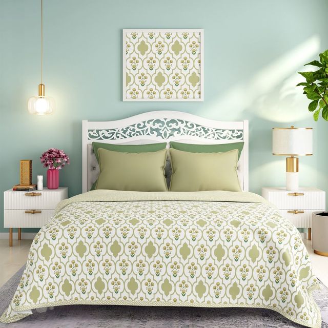 Wakefit All Season Dohar | Double(90x82 Inch) | 110 GSM | 100% Cotton | Reversible Design Panag Green