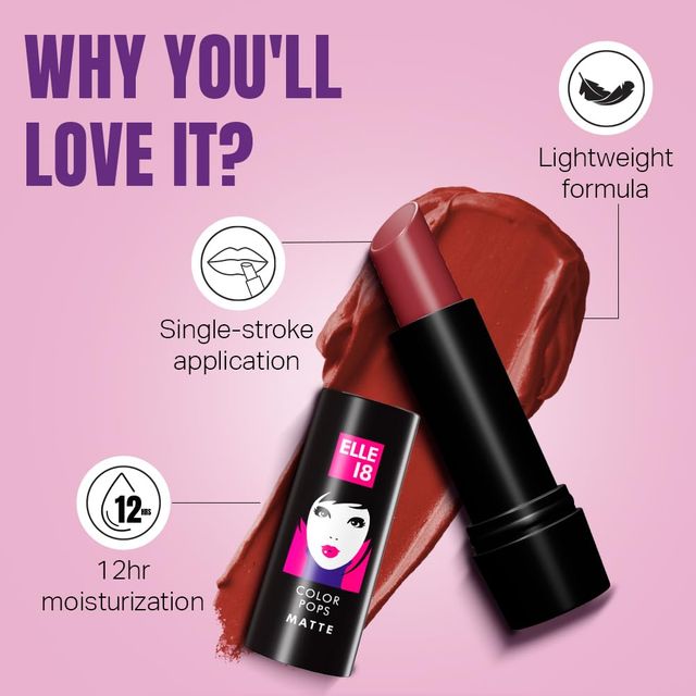 Elle 18 Color Pop Matte Lipstick - Quick Drying | Highly Pigmented | With Vitamin E - Code Red