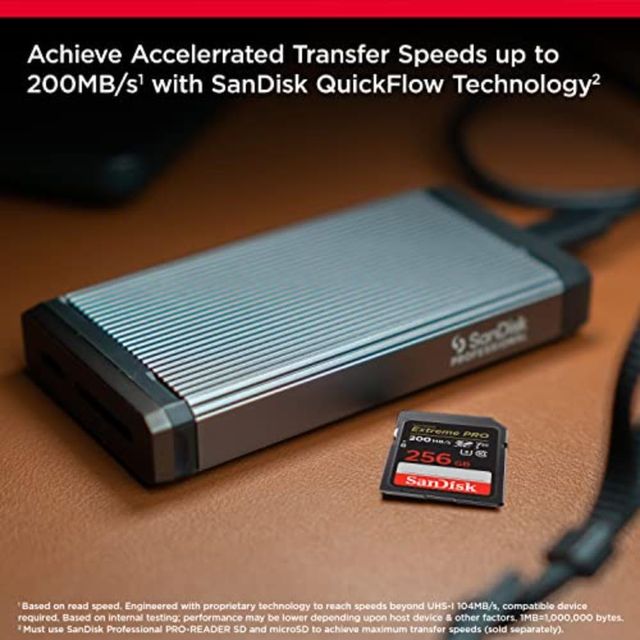 Sandisk Extreme Pro Sd Uhs I 256Gb Card For 4K Video,200Mb/S Read & 140Mb/S Write