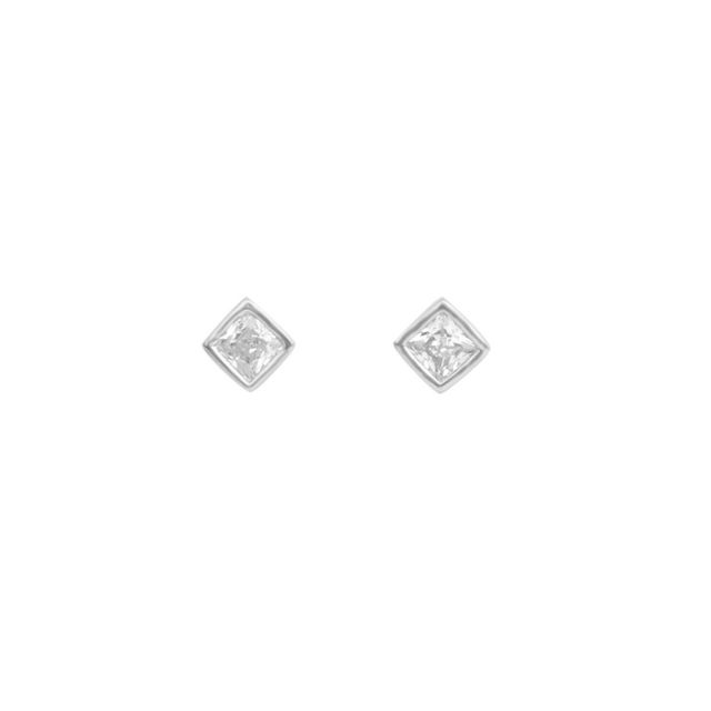 925 Silver Square Bezel Small Earrings by Bodh Gem and Crystals