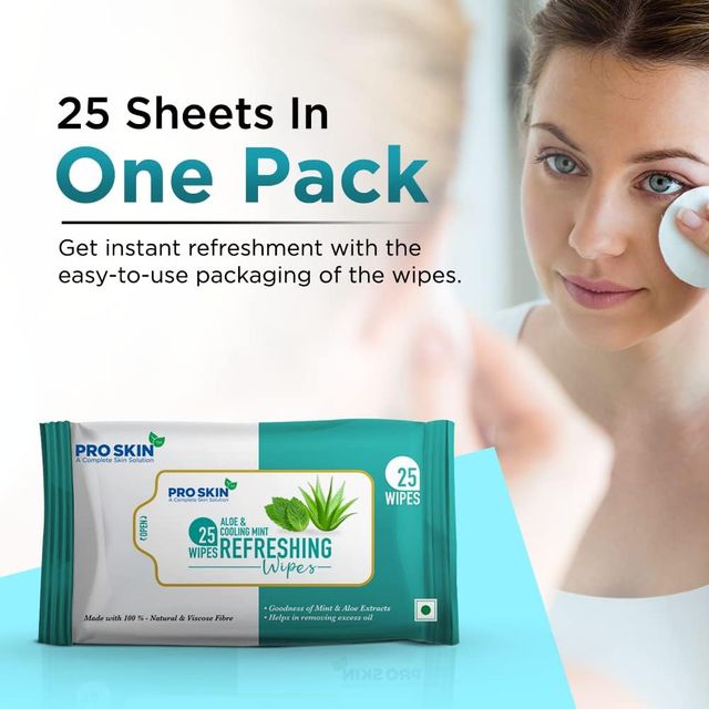 Pro Skin Refreshing Wipes - Mint & Aloe Vera (25 Wipes)