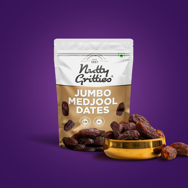 Nutty Gritties Jumbo Medjool Dates - High Fibre, Rich Caramel Taste