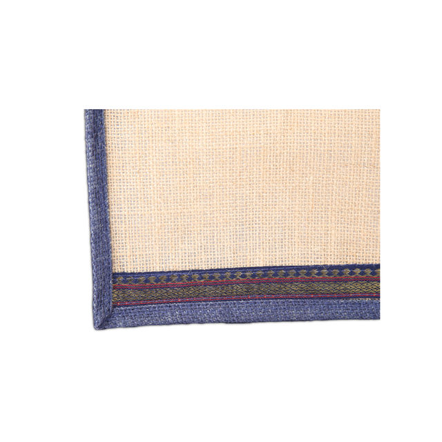 Navum Unisex Solid Jute 2 L Double Strap Jute Bag | Beige and Blue - XL