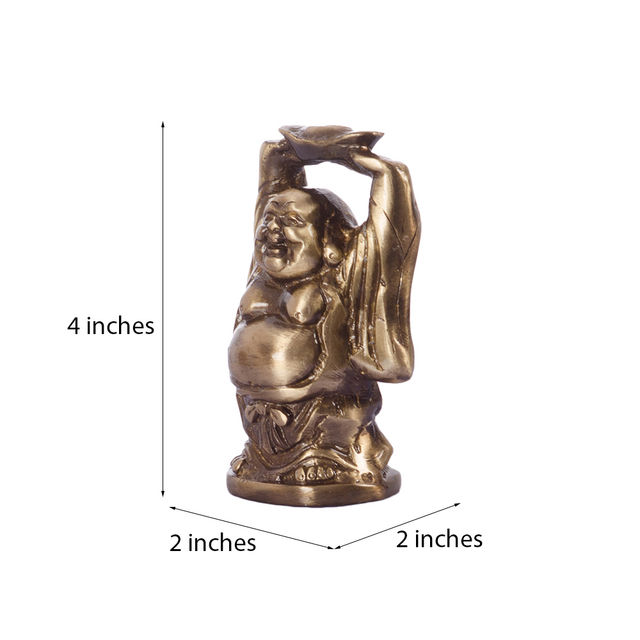 eCraftIndia Exquisite Brass Laughing Buddha Statue Holding Gold Ingot