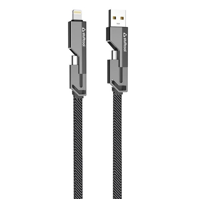 Stuffcool Qaud Pro 4-In-1 USB Cable - Grey | Braided and Durable | High-Quality Material