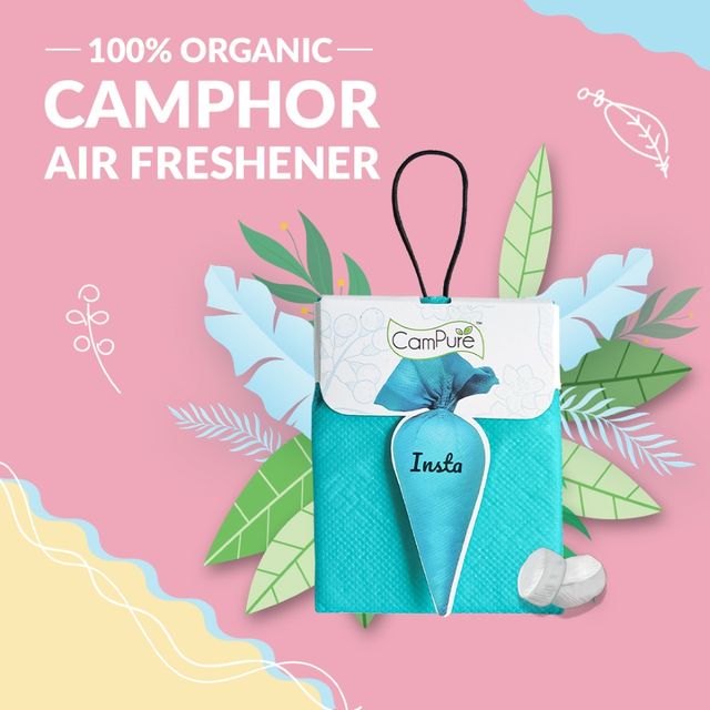 Campure Camphor/Kapur Car Air Freshener Insta Cone Orginal