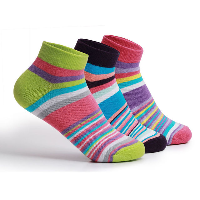 Supersox Women's Patterned Combed Cotton Ankle Socks | Multicolour - Free Size