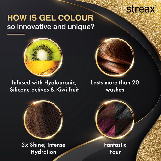 Streax Gel Hair Colour For Women, Dark Brown 3 , |No Ammonia Hair Color|100% Grey Coverage