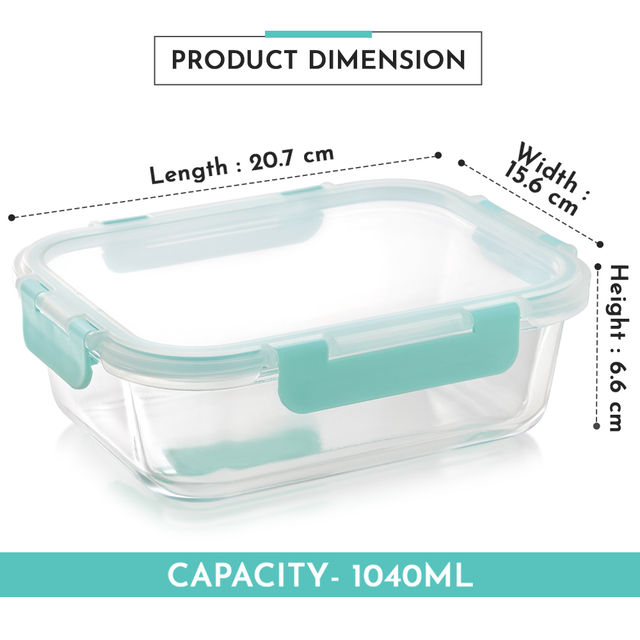 Magnus Glock Rectangle Glass Container | 1040 ml - Assorted