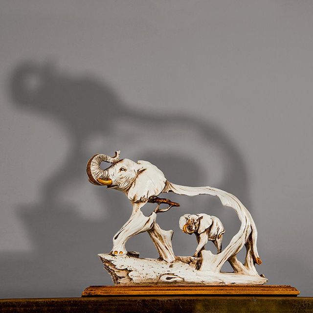 The Artment Feng Shui Golden Elephant Showpiece with Wooden Base For Home Decor