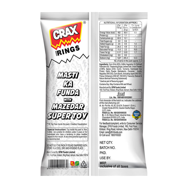 Crax Corn Rings Masala Mania Puff Snacks