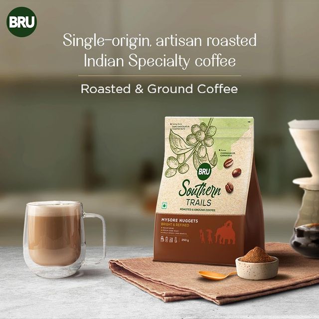 Bru Southern Trails R&G Bag Mysore Nuggets Medium Roast Ground Coffee