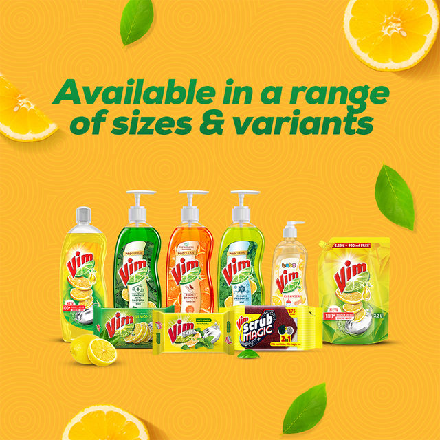Vim Dishwash Liquid | Removes 100+ Odours & Grease In 1 Wash (3.2l) & Vim Lemongrass With Salt Refreshing Floor Cleaner (500ml) Combo