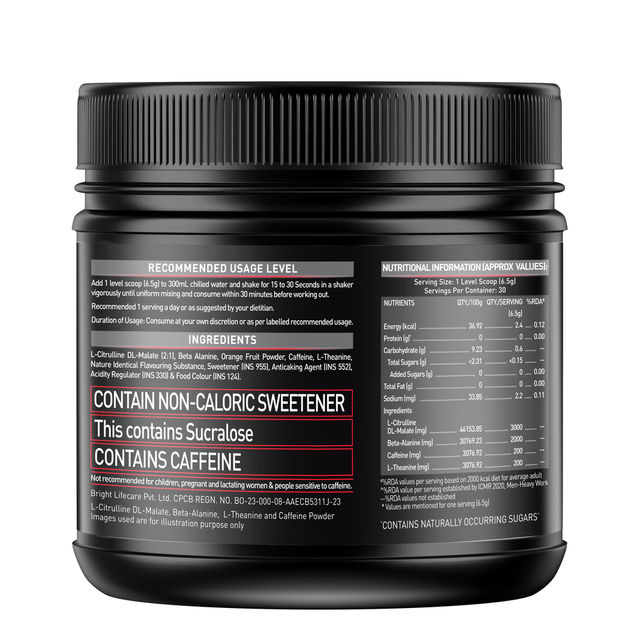 MuscleBlaze Pre Workout 200 Xtreme (Fruit Punch, 30 Servings)