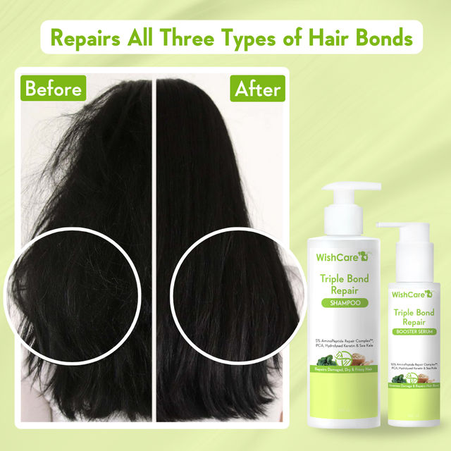Wishcare Triple Bond Repair Shampoo (250ml) & Wishcare Triple Bond Repair Booster Serum With Amino Peptide Complex (100ml) Combo