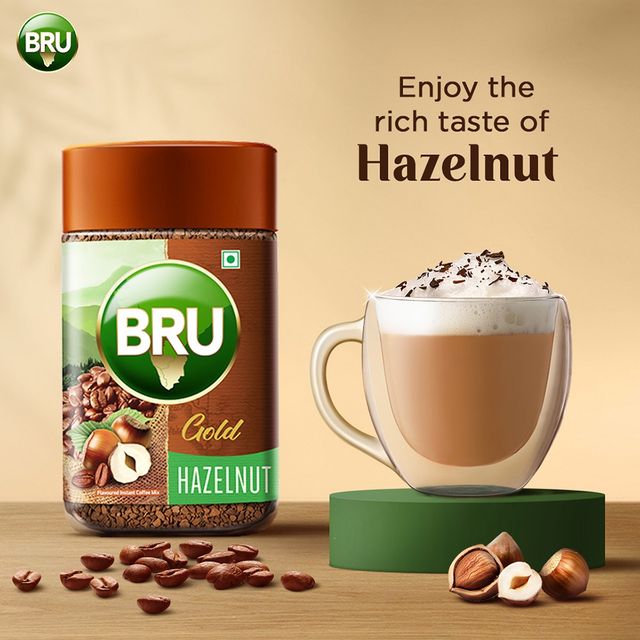 Bru Gold Freeze Dried Hazelnut Instant Coffee