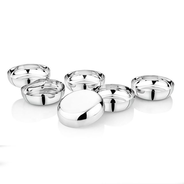 Steelera Stainless Steel Heavy Gauge Apple Halwa Plates 12.5 Cm Dia / Set of 6pc | Food Safe