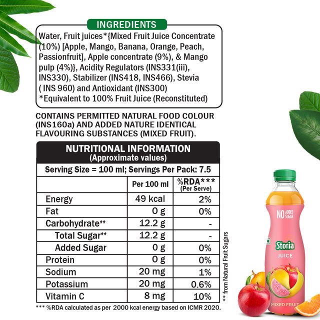 Storia Mixed Fruits Juice - No Added Sugar & No Preservatives