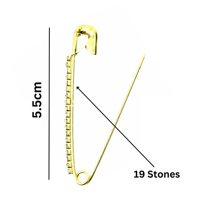 Golden Diamond Studded Saree Safety Pin - Golden