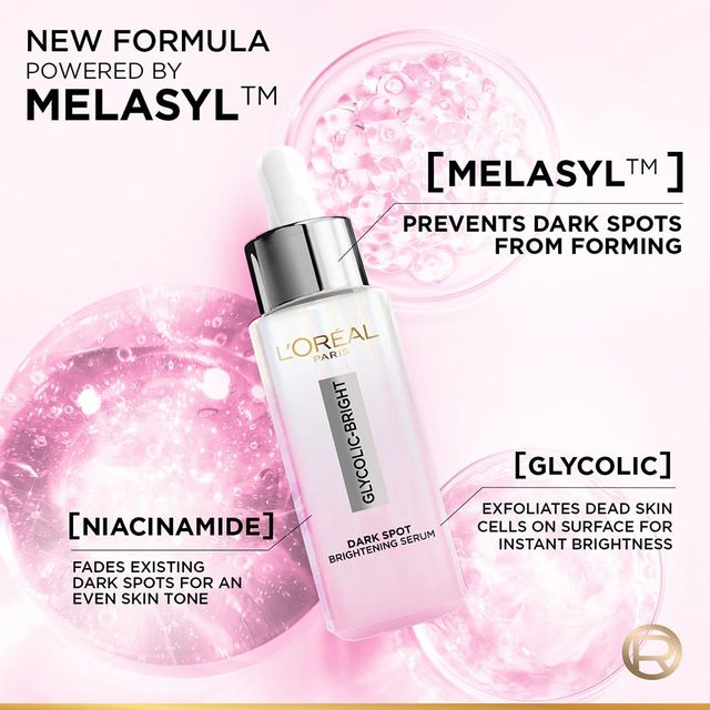 L'Oreal Paris Glycolic Bright 8% Melasyl + Niacinamide Face Serum for Brightening Dark Spots