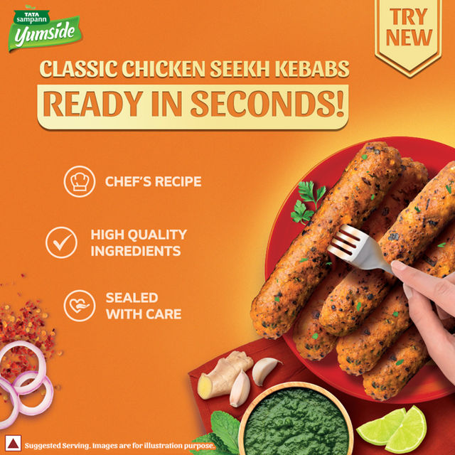 Tata Sampann Yumside Classic Chicken Seekh Kebab- Ready to Eat