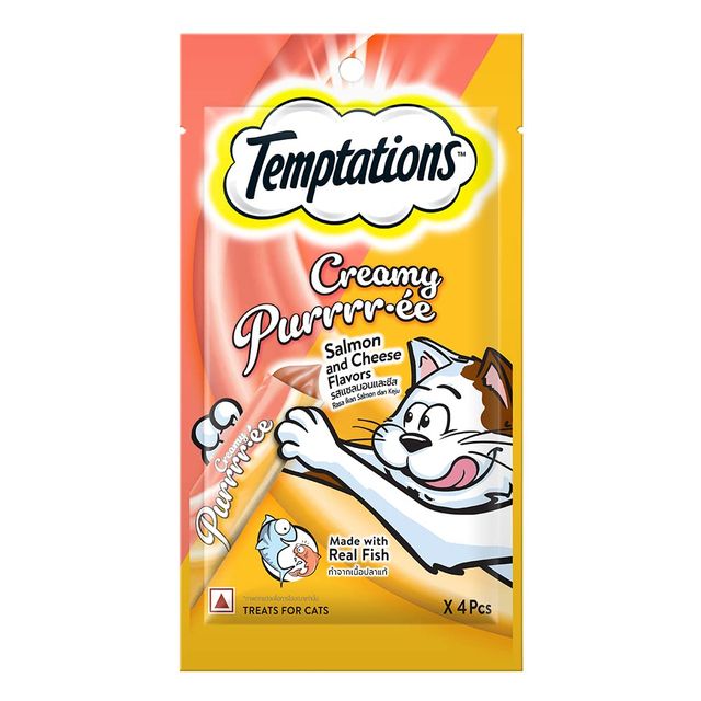 Temptations Adult Salmon & Cheese Creamy Purrrr-ee Cat Treats