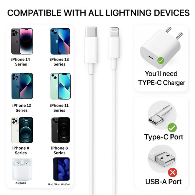 Roarx MFi Certified Type C to Lightning Cable for iPhone