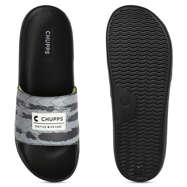 Chupps Traction Black and Grey Men's Casual Slider - UK 10