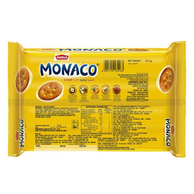 Parle Monaco Classic Salty Biscuits 371 g Combo