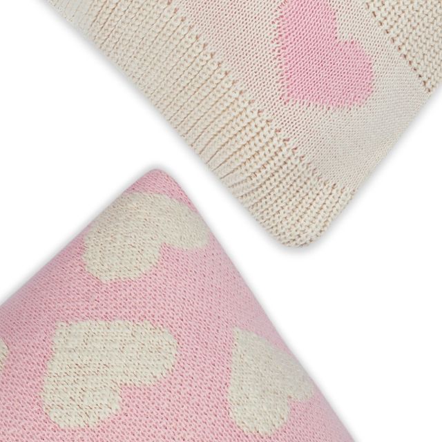 Haus & Kinder Blush Heart Duo | Pack Of 2 Cushion Cover