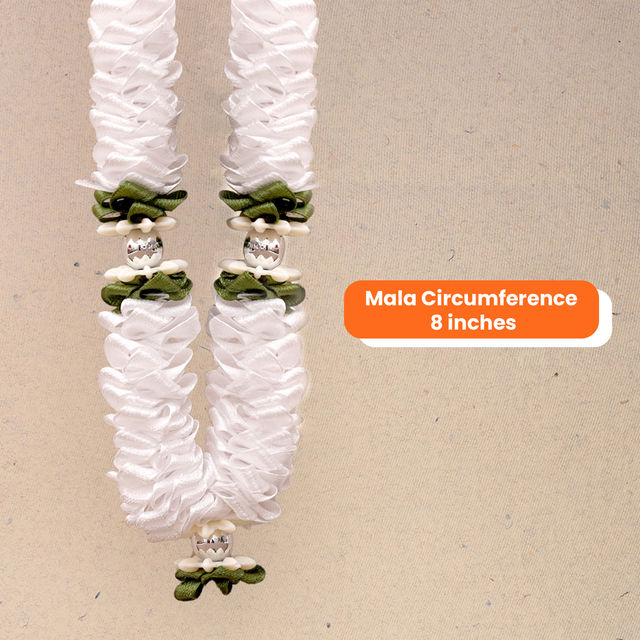 Mayyur Pooja Mala - White | 8 Inch