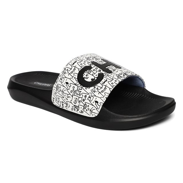 Chupps Cat-A-Mood Black and White Men's Casual Slider - UK 6