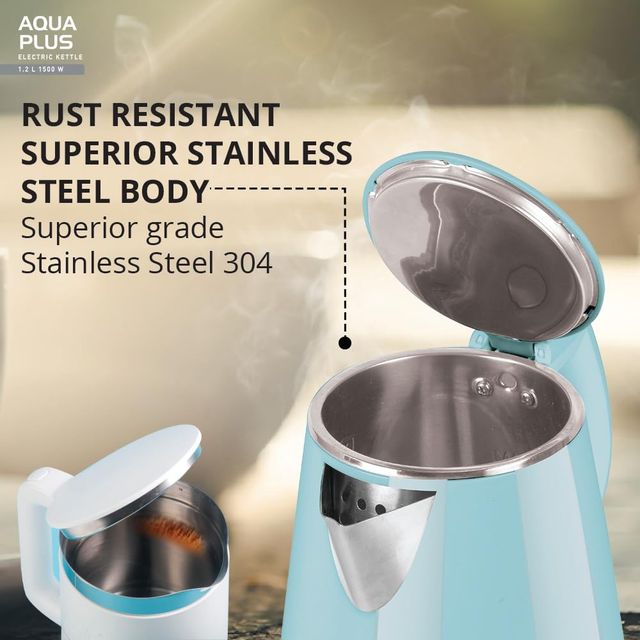 Havells Electric Kettle Aqua Plus 1250W 1.2L,2 Layer Cool Touch, Ss Inner Body,Auto Shut Off, Blue