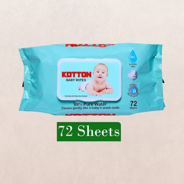 Kotton Baby Wipes with Aloe Vera (99% Pure Water)