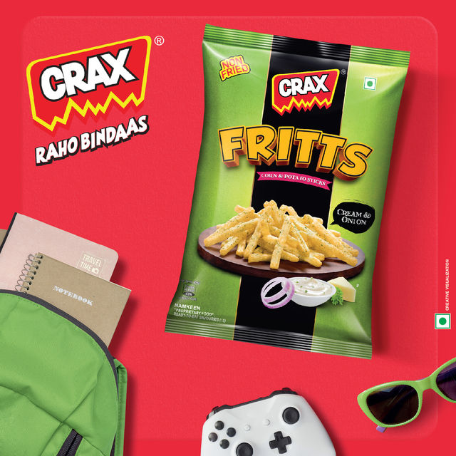 Crax Fritts Cream and Onion Corn & Potato Stick Snacks