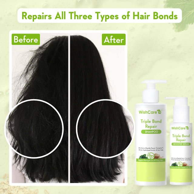Wishcare Triple Bond Repair Shampoo (250ml) & Wishcare Triple Bond Repair Booster Serum With Amino Peptide Complex (100ml) Combo